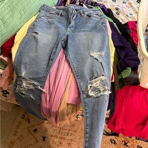 Women's Distressed Blue Jeans